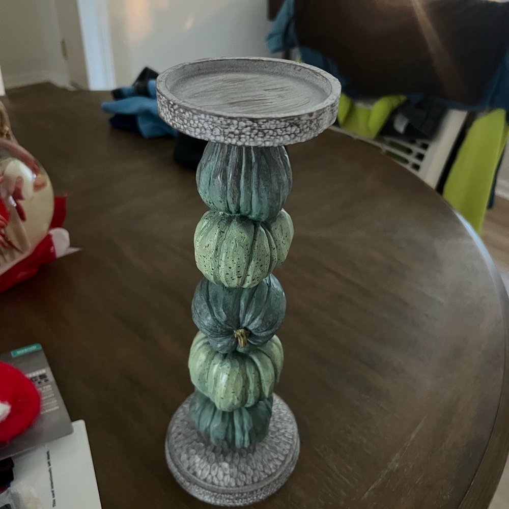Decorative Green and Gray Candle Holder